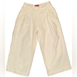 Krimson Klover Linen Blend White Pleated Front Lined Trouser Pant Wide Leg Med